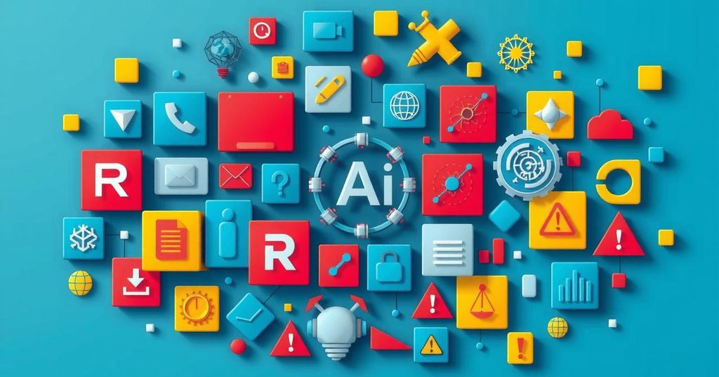 A conceptual image depicting fragmented AI laws with contrasting icons representing state regulations and a united national framework.