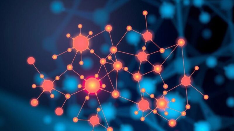Abstract representation of artificial intelligence with neural networks and geometric shapes in vibrant colors.