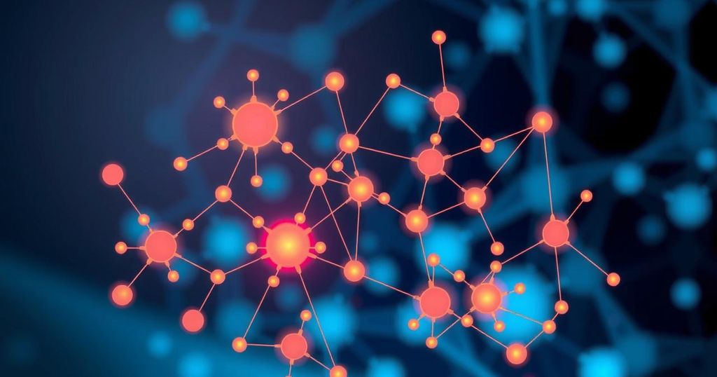 Abstract representation of artificial intelligence with neural networks and geometric shapes in vibrant colors.