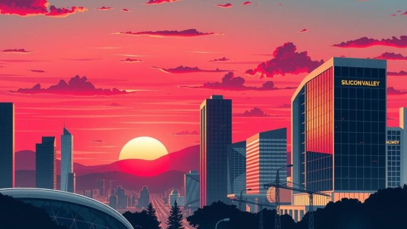 Silicon Valley skyline with modern architecture representing technology innovation and growth in artificial intelligence sector.