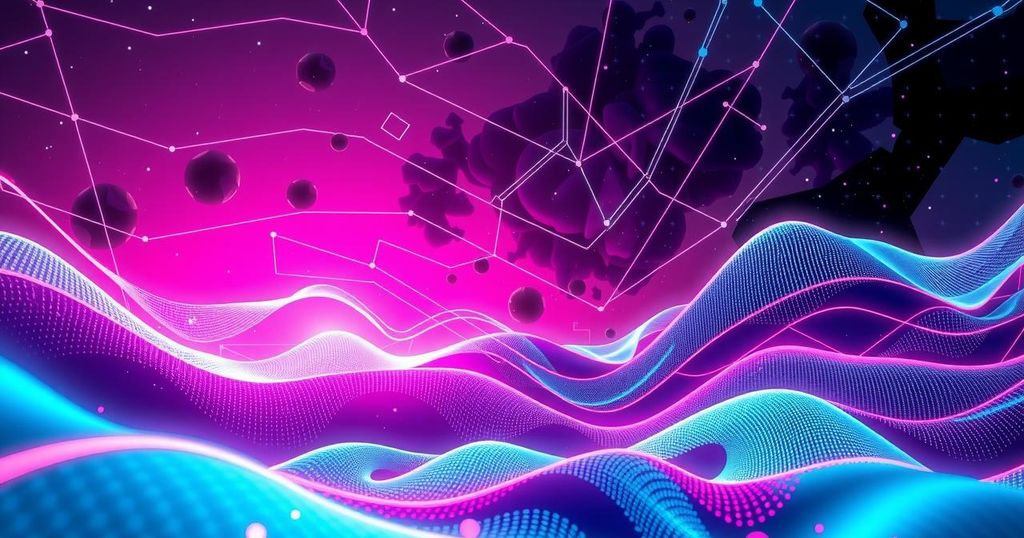 A visual representation of Google Gemini's generative AI features with an abstract tech landscape and modern design.