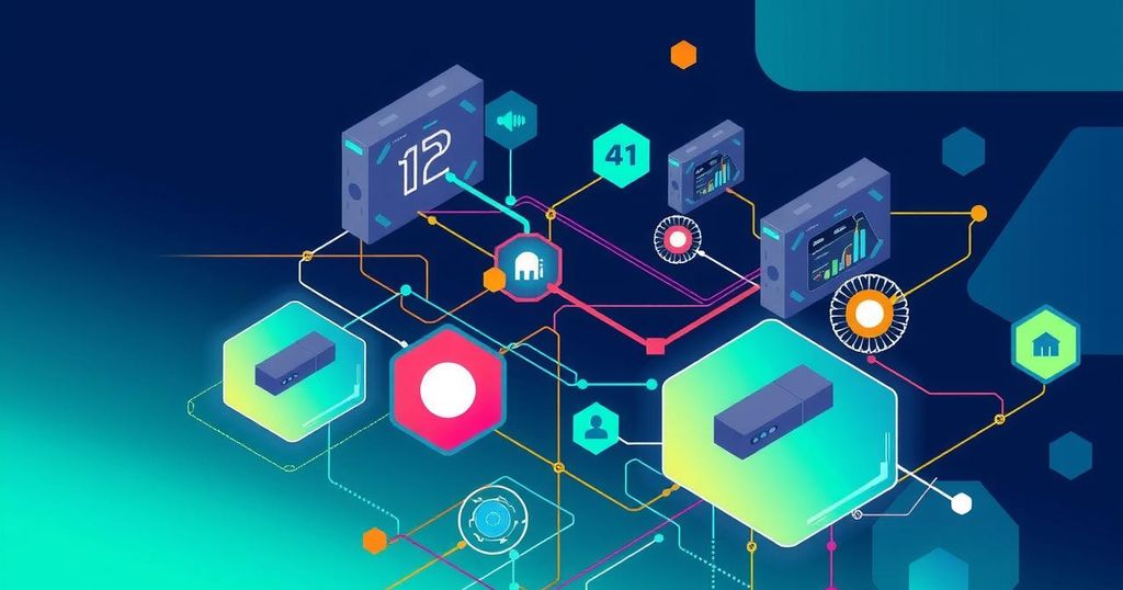 AI agents executing tasks independently, showcasing autonomy and decision-making in a modern, tech-savvy environment.