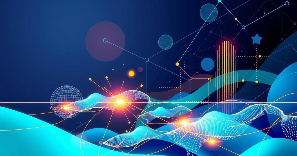 A futuristic digital representation of advanced AI technology with vibrant colors and geometric patterns.