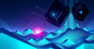 A digital landscape portraying the impact of AI on tech careers, featuring abstract representations of technology.