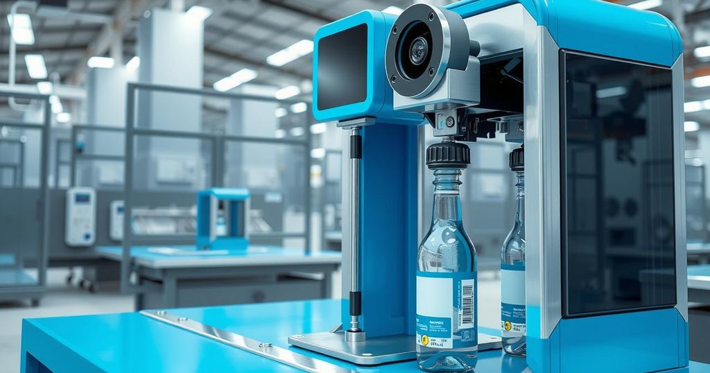High-tech bottle inspection technology featuring artificial intelligence for quality assurance.