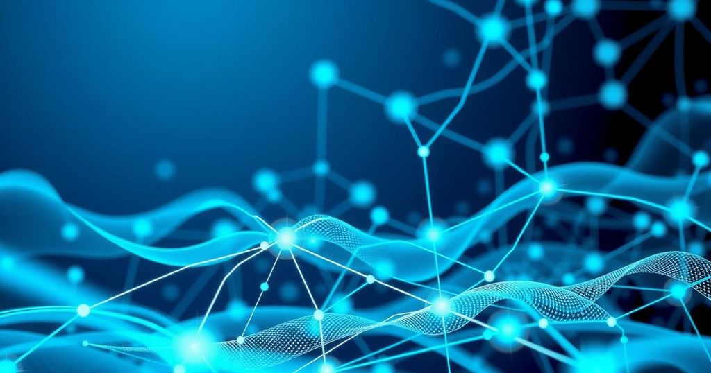 A futuristic digital landscape showcasing AI integration with technology, representing innovation and progress.