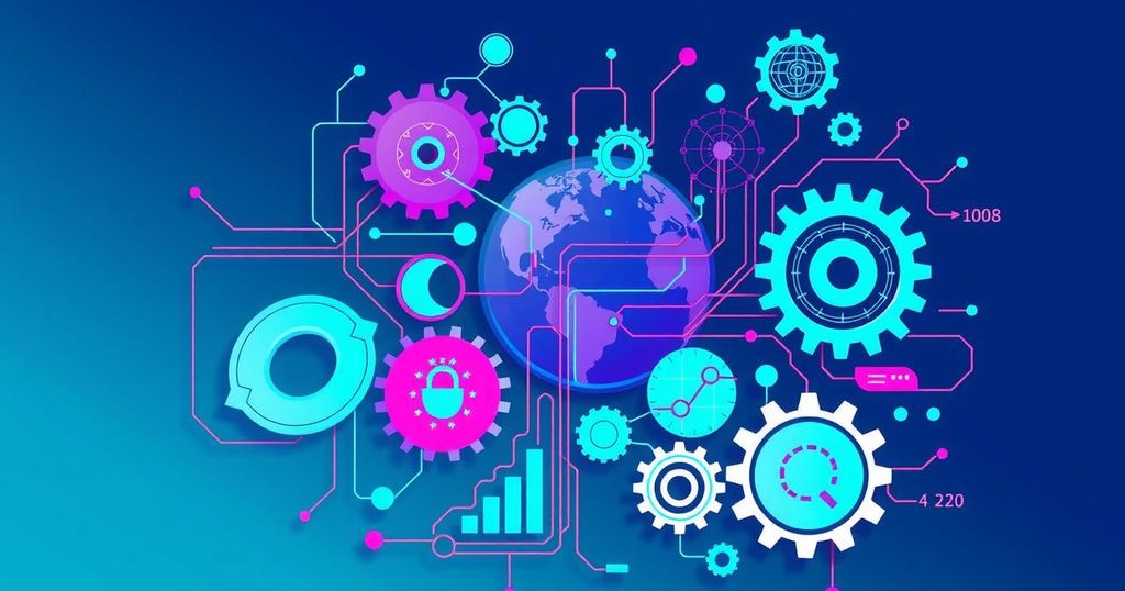 A diverse group of technology-related icons representing AI features and innovation, showcasing inclusivity and growth.